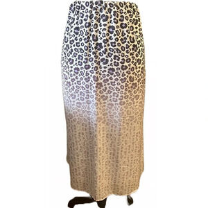WD.NY Purple Ombre Cheetah Print Satin Midi Skirt, XL